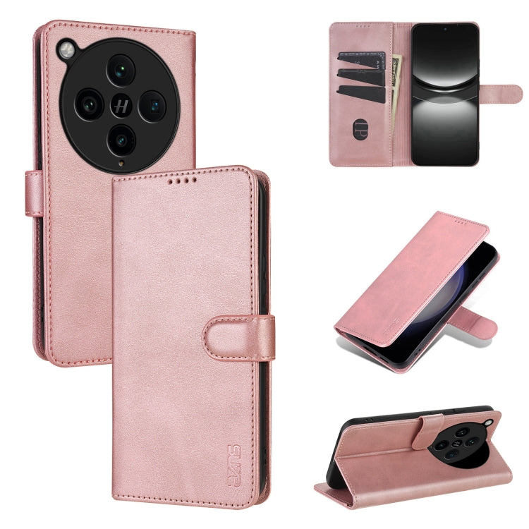 Pour l'étui de téléphone en cuir à rabat AZNS Skin Feel Calf Texture pour OPPO Find X8 Pro (Or rose)