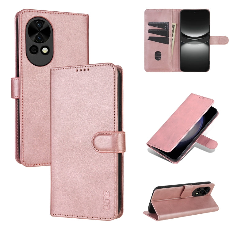 For Huawei nova 12 / nova 13 AZNS Skin Feel Calf Texture Flip Leather Phone Case(Rose Gold)