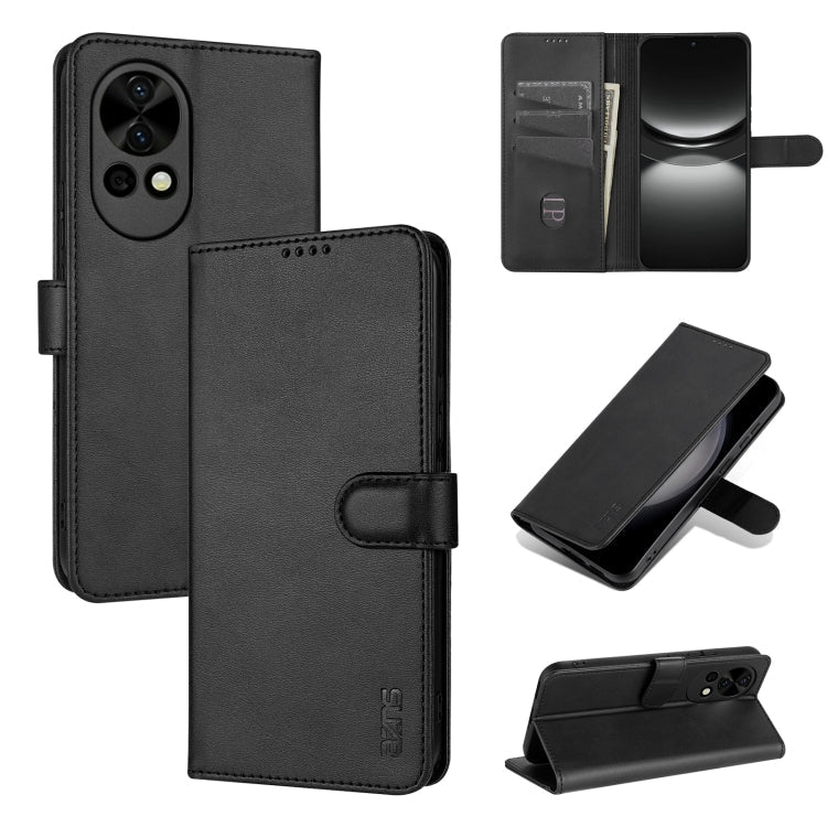 For Huawei nova 12 / nova 13 AZNS Skin Feel Calf Texture Flip Leather Phone Case(Black)