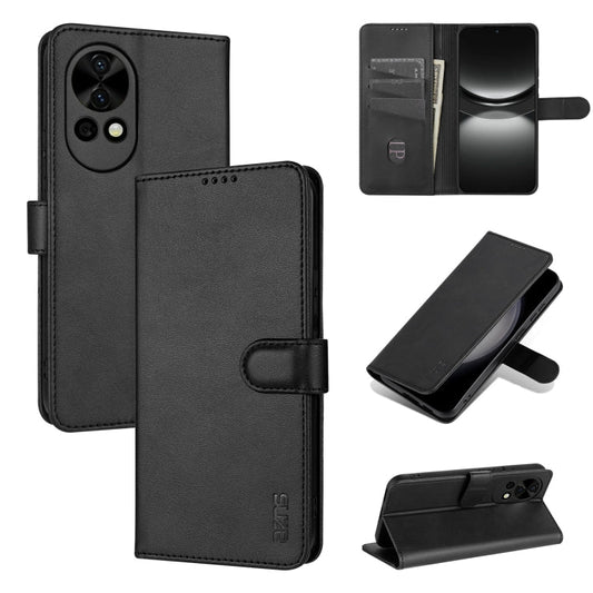 For Huawei nova 12 / nova 13 AZNS Skin Feel Calf Texture Flip Leather Phone Case(Black)