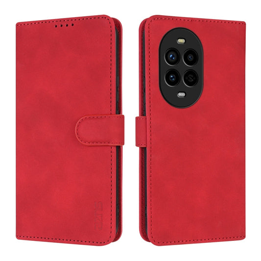 Pour Huawei nova 13 Pro AZNS Étui portefeuille en cuir texturé veau au toucher peau (rouge)