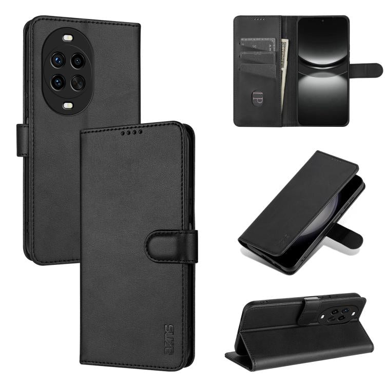 For Huawei nova 14 Ultra 5G AZNS Skin Feel Calf Texture Flip Leather Phone Case(Black)