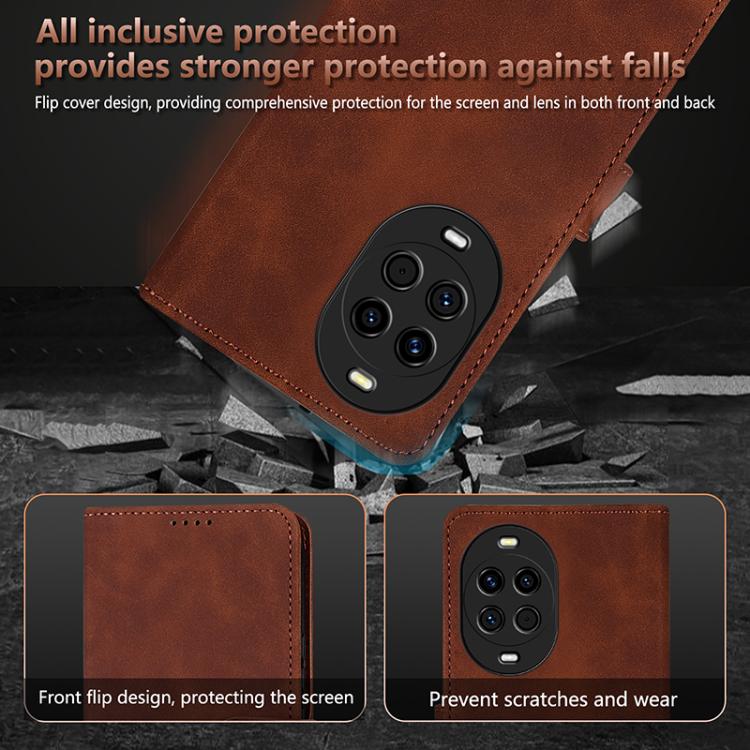 For Huawei nova 14 5G AZNS Skin Feel Calf Texture Flip Leather Phone Case(Brown)