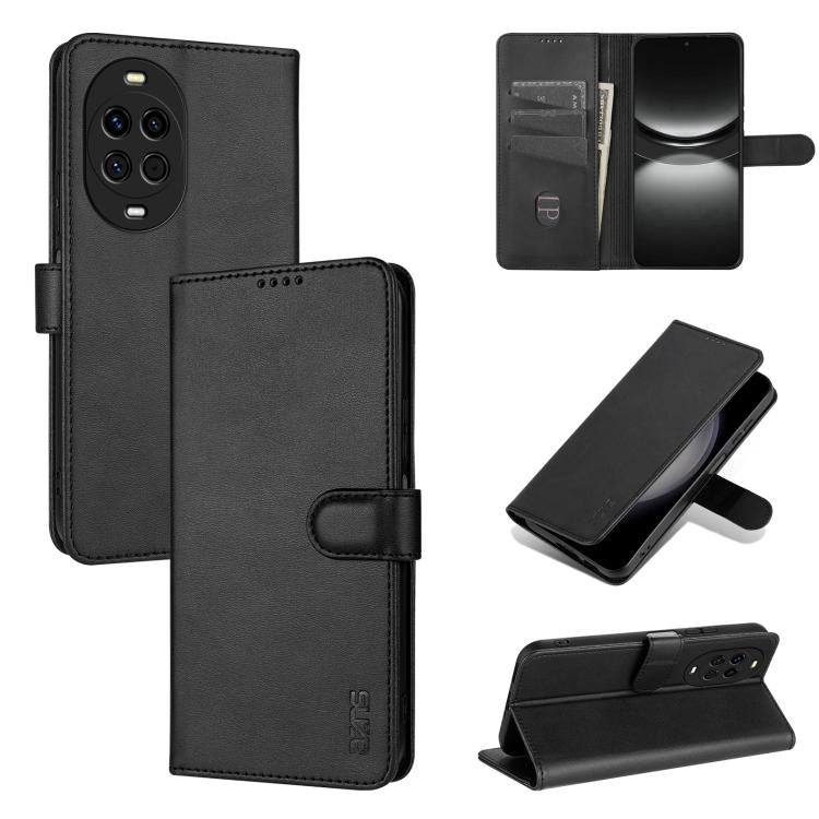 For Huawei nova 14 5G AZNS Skin Feel Calf Texture Flip Leather Phone Case(Black)
