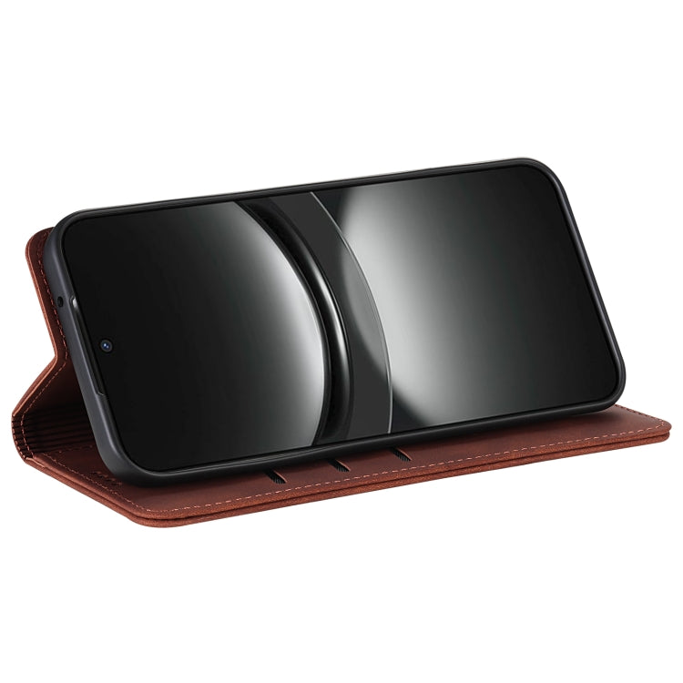 For Honor Magic7 AZNS Skin Feel Calf Texture Flip Leather Phone Case(Brown)