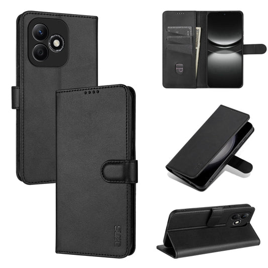 For Honor X60i AZNS Skin Feel Calf Texture Flip Leather Phone Case(Black)