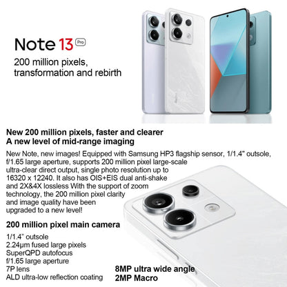 Xiaomi Redmi Note 13 Pro 5G, 12GB+512GB,  6.67 inch MIUI 14 Snapdragon 7s Gen 2 Octa Core 4nm up to 2.4GHz, NFC, Network: 5G(Black)