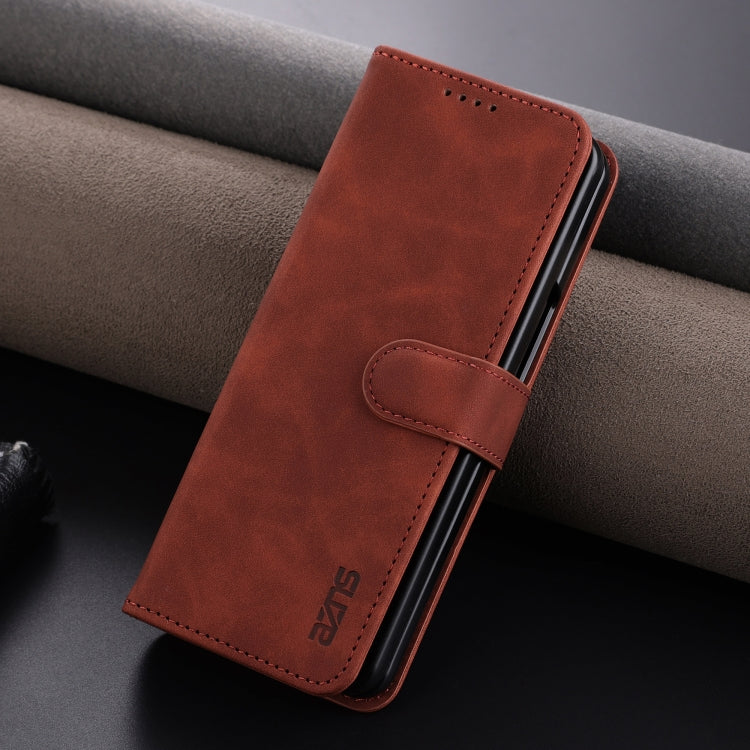 For Samsung Galaxy Z Fold6 5G AZNS Skin Feel Calf Texture Flip Leather Phone Case(Brown)