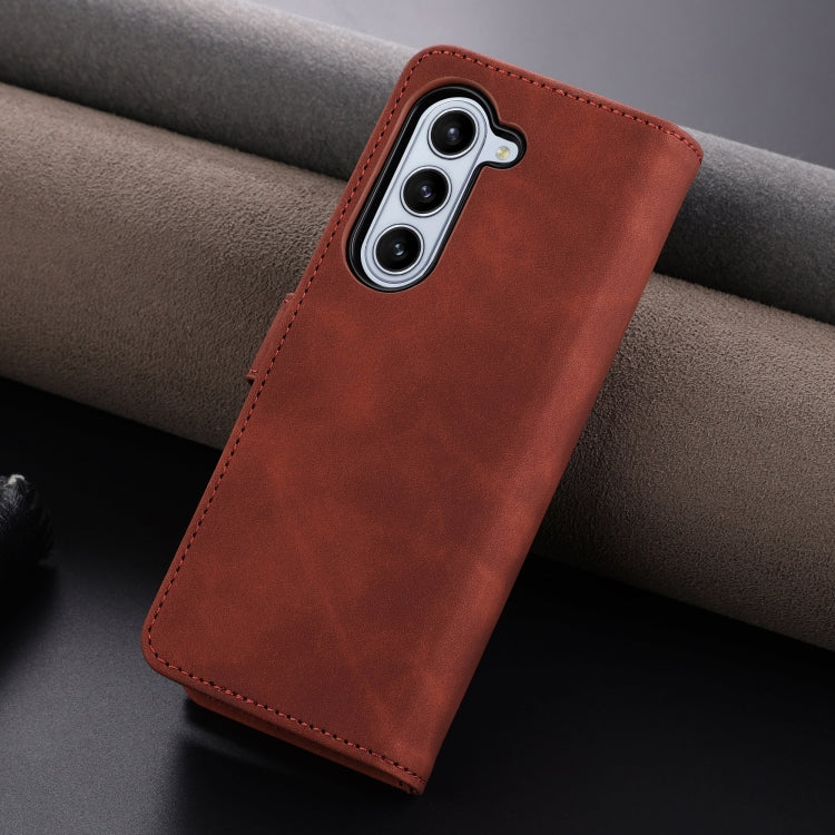 For Samsung Galaxy Z Fold6 5G AZNS Skin Feel Calf Texture Flip Leather Phone Case(Brown)