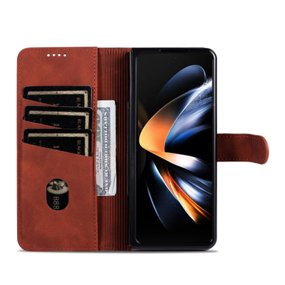 For Samsung Galaxy Z Fold6 5G AZNS Skin Feel Calf Texture Flip Leather Phone Case(Brown)