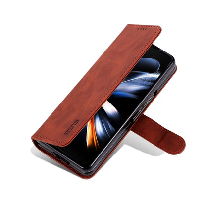 For Samsung Galaxy Z Fold6 5G AZNS Skin Feel Calf Texture Flip Leather Phone Case(Brown)
