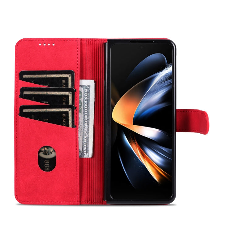 For Samsung Galaxy Z Fold6 5G AZNS Skin Feel Calf Texture Flip Leather Phone Case(Red)