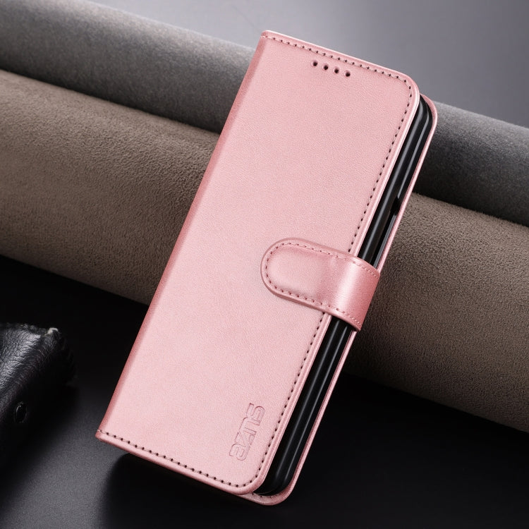 Pour Samsung Galaxy Z Fold6 5G Étui en cuir avec rabat AZNS texture veau toucher peau (Or Rose)