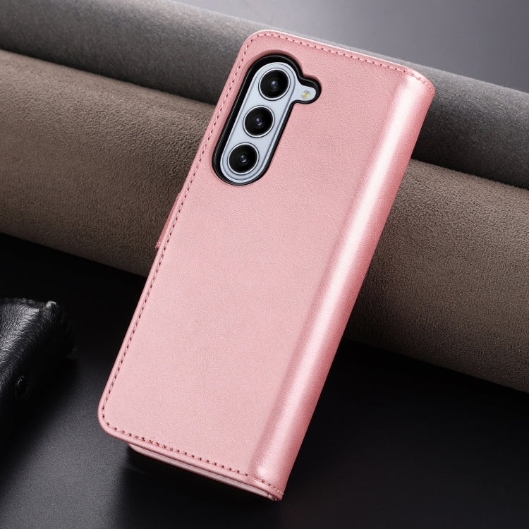 Pour Samsung Galaxy Z Fold6 5G Étui en cuir avec rabat AZNS texture veau toucher peau (Or Rose)