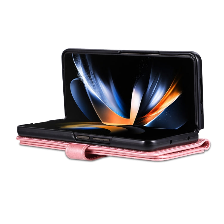 Pour Samsung Galaxy Z Fold6 5G Étui en cuir avec rabat AZNS texture veau toucher peau (Or Rose)