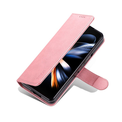 Pour Samsung Galaxy Z Fold6 5G Étui en cuir avec rabat AZNS texture veau toucher peau (Or Rose)