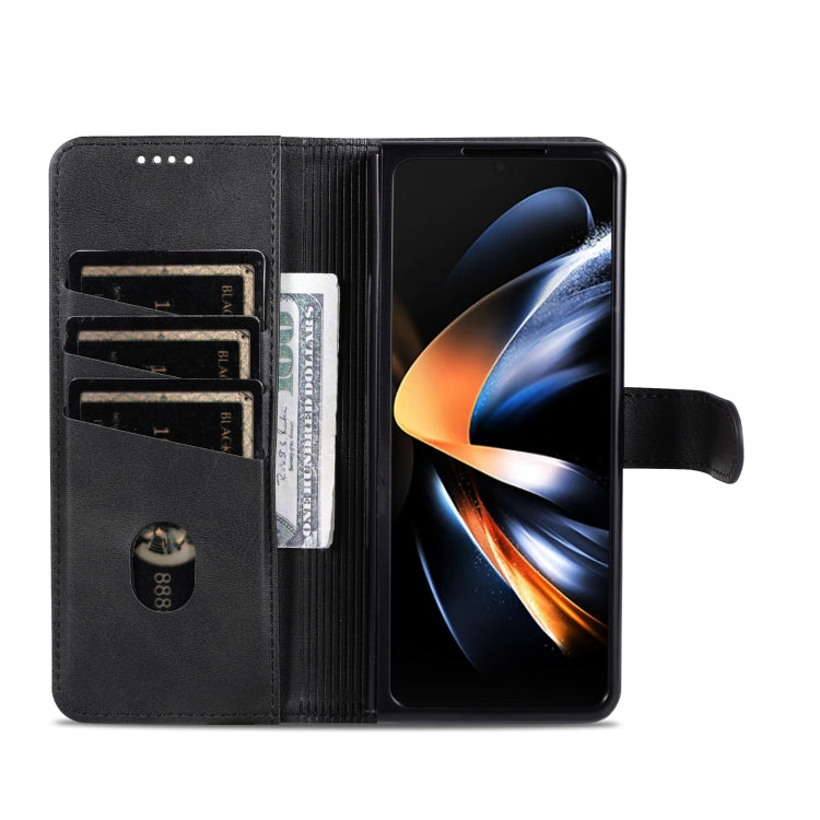 For Samsung Galaxy Z Fold6 5G AZNS Skin Feel Calf Texture Flip Leather Phone Case(Black)
