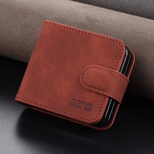 For Samsung Galaxy Z Flip7 FE / Flip6 AZNS Skin Feel Calf Texture Flip Leather Phone Case(Brown)