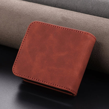 Pour Samsung Galaxy Z Flip7 FE / Flip6 AZNS Étui de téléphone en cuir de veau texturé "Skin Feel" (marron)