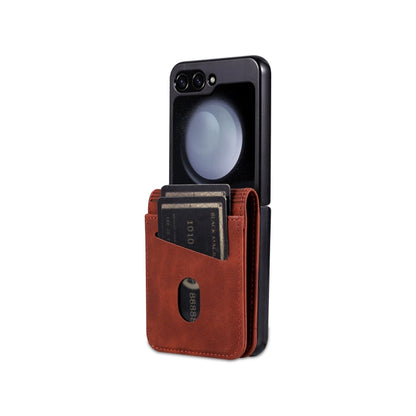 Pour Samsung Galaxy Z Flip7 FE / Flip6 AZNS Étui de téléphone en cuir de veau texturé "Skin Feel" (marron)