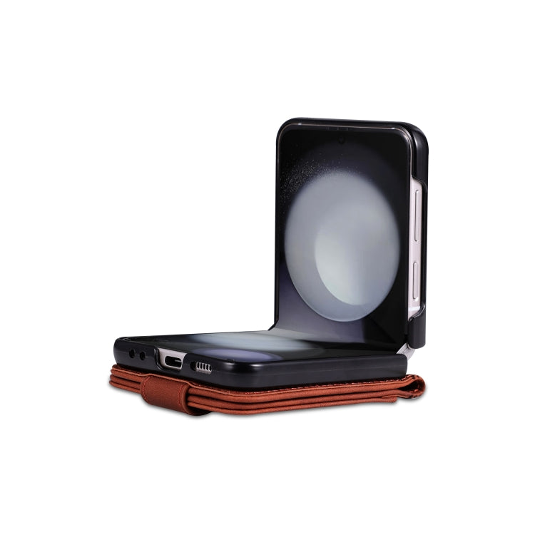 Pour Samsung Galaxy Z Flip7 FE / Flip6 AZNS Étui de téléphone en cuir de veau texturé "Skin Feel" (marron)