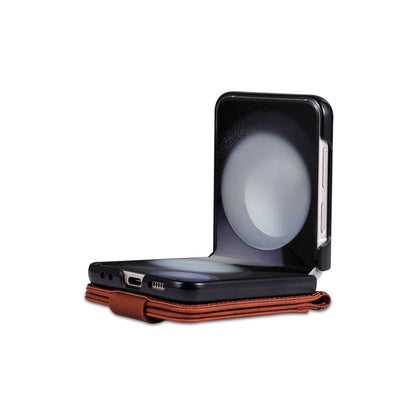 Pour Samsung Galaxy Z Flip7 FE / Flip6 AZNS Étui de téléphone en cuir de veau texturé "Skin Feel" (marron)