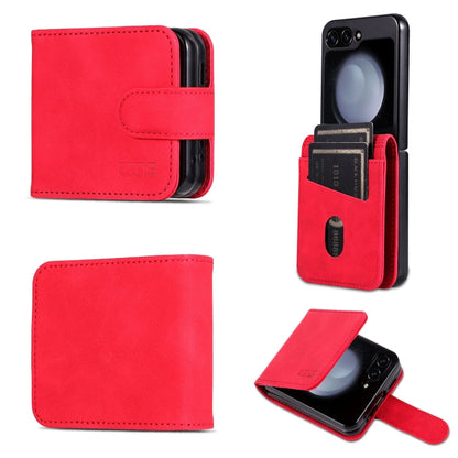 Pour Samsung Galaxy Z Flip7 FE / Flip6 AZNS Étui de Téléphone en Cuir à Rabat Texture Veau Toucher Peau (Rouge)