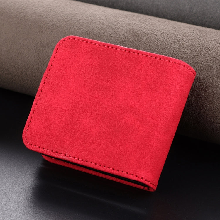 Pour Samsung Galaxy Z Flip7 FE / Flip6 AZNS Étui de Téléphone en Cuir à Rabat Texture Veau Toucher Peau (Rouge)