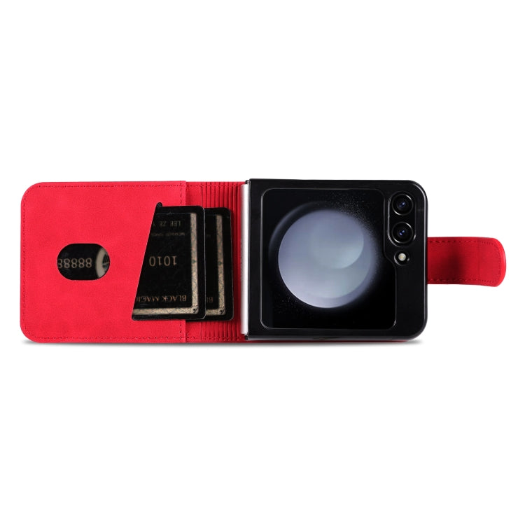 Pour Samsung Galaxy Z Flip7 FE / Flip6 AZNS Étui de Téléphone en Cuir à Rabat Texture Veau Toucher Peau (Rouge)