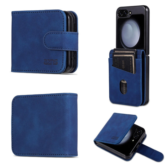 For Samsung Galaxy Z Flip7 FE / Flip6 AZNS Skin Feel Calf Texture Flip Leather Phone Case(Blue)