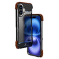 For iPhone 16 R-JUST Ironwood Generation Metal Hybrid Wood Phone Case