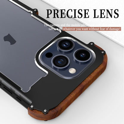 For iPhone 16 Plus R-JUST Ironwood Generation Metal Hybrid Wood Phone Case