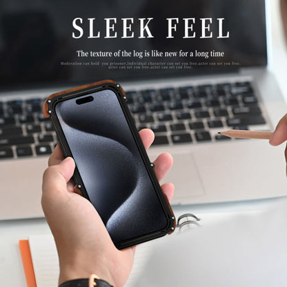 For iPhone 16 Plus R-JUST Ironwood Generation Metal Hybrid Wood Phone Case