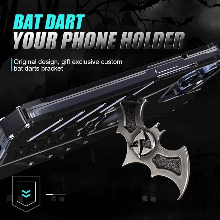 For iPhone 16 Plus R-JUST Batman Hollow Metal Phone Protective Case(Black)
