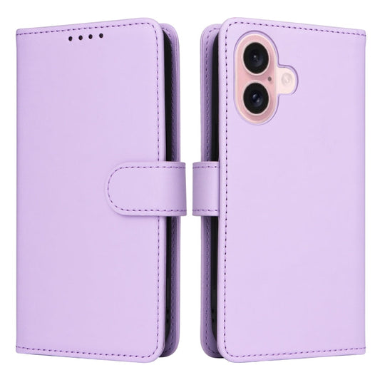 Pour iPhone 16 BETOPNICE BN-005 Étui de téléphone détachable 2-en-1 en simili-cuir véritable (violet clair)