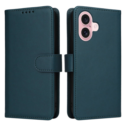 For iPhone 16 BETOPNICE BN-005 2 in 1 Detachable Imitate Genuine Leather Phone Case(Blue)
