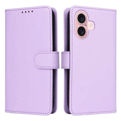 Pour iPhone 16 Plus BETOPNICE BN-005 Étui de téléphone détachable 2 en 1 en simili cuir véritable (violet clair)