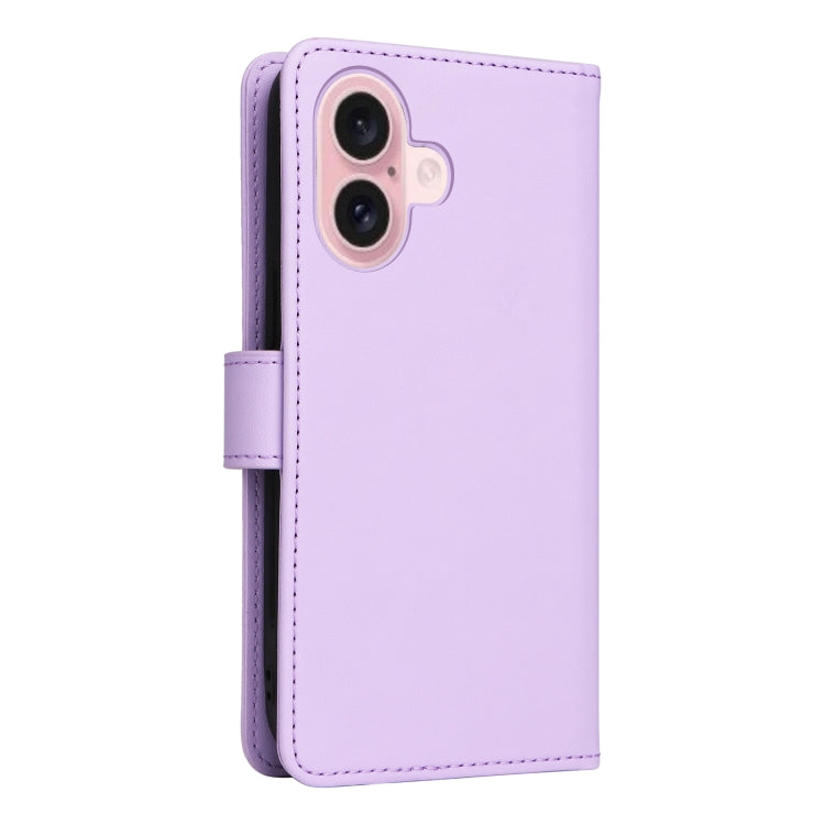 Pour iPhone 16 Plus BETOPNICE BN-005 Étui de téléphone détachable 2 en 1 en simili cuir véritable (violet clair)