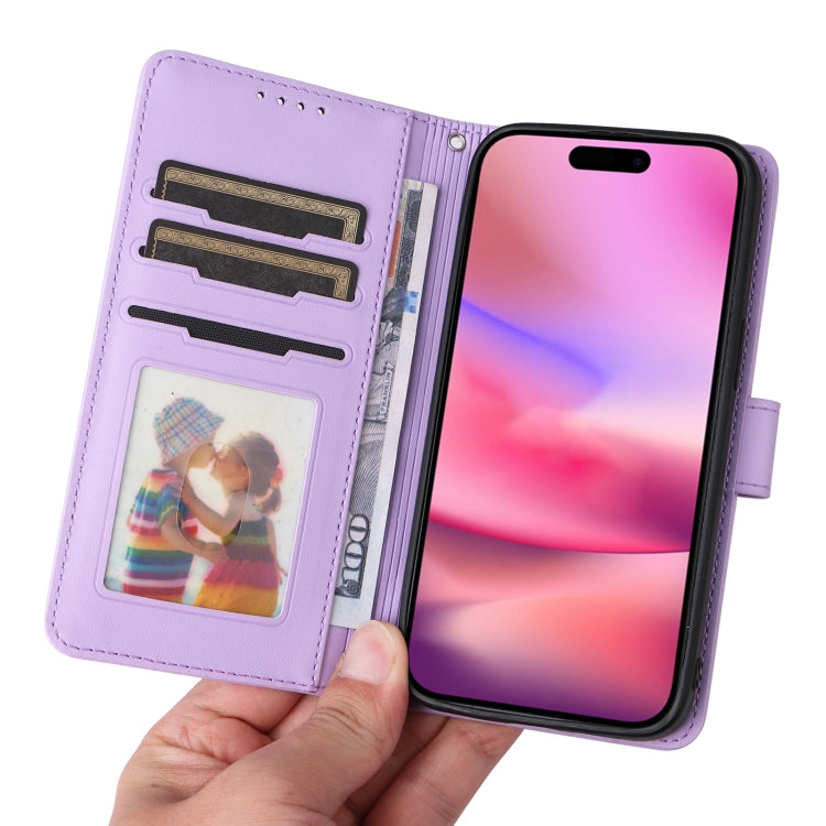 Pour iPhone 16 Plus BETOPNICE BN-005 Étui de téléphone détachable 2 en 1 en simili cuir véritable (violet clair)