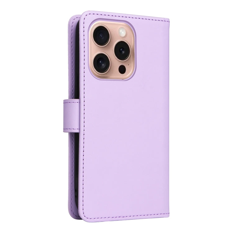For iPhone 16 Pro BETOPNICE BN-005 2 in 1 Detachable Imitate Genuine Leather Phone Case(Light Purple)