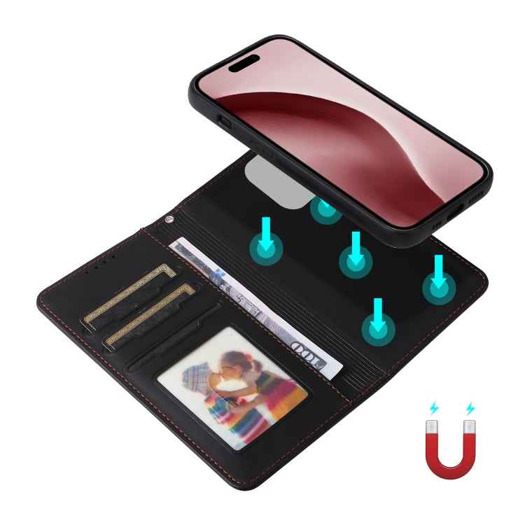 For iPhone 16 Pro BETOPNICE BN-005 2 in 1 Detachable Imitate Genuine Leather Phone Case(Black)