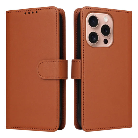 For iPhone 16 Pro BETOPNICE BN-005 2 in 1 Detachable Imitate Genuine Leather Phone Case(Brown)