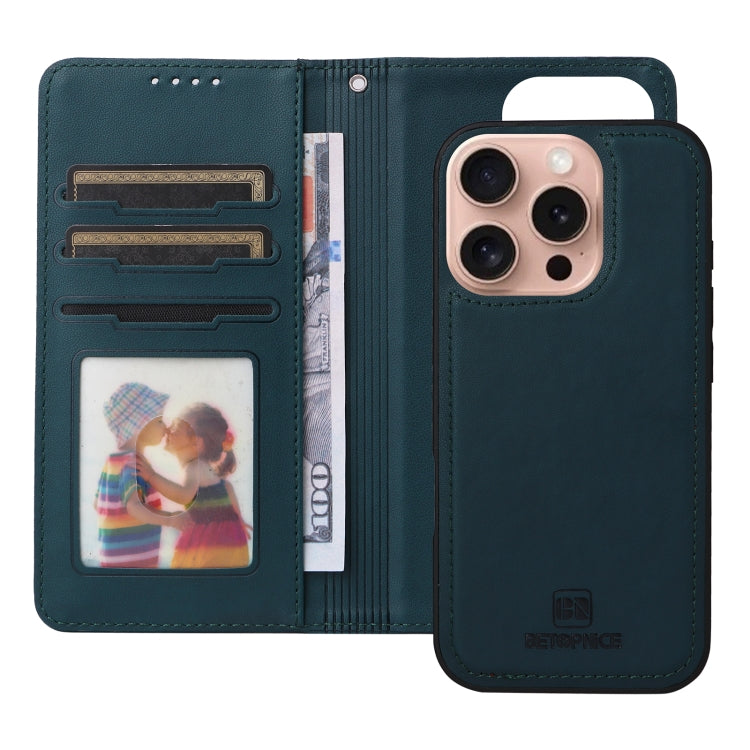 For iPhone 16 Pro BETOPNICE BN-005 2 in 1 Detachable Imitate Genuine Leather Phone Case(Blue)