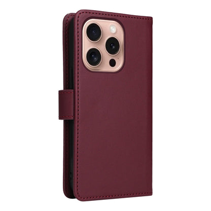 For iPhone 16 Pro BETOPNICE BN-005 2 in 1 Detachable Imitate Genuine Leather Phone Case(Wine Red)