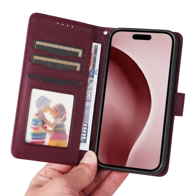 For iPhone 16 Pro BETOPNICE BN-005 2 in 1 Detachable Imitate Genuine Leather Phone Case(Wine Red)