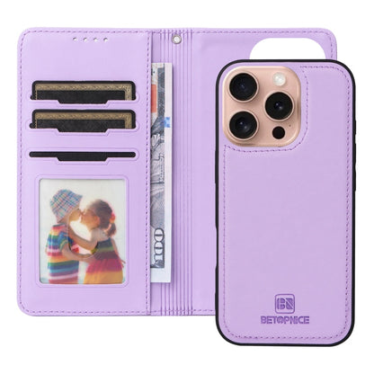 Pour iPhone 16 Pro Max BETOPNICE BN-005 Étui de téléphone détachable 2 en 1 en similicuir (Violet clair)