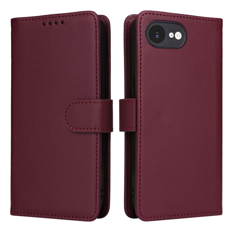 For iPhone 16e / 17e BETOPNICE BN-005 2 in 1 Detachable Imitate Genuine Leather Phone Case(Wine Red)