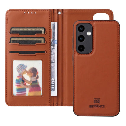 Pour Samsung Galaxy A35 5G BETOPNICE BN-005 Étui de téléphone détachable 2 en 1 en simili cuir véritable (marron)
