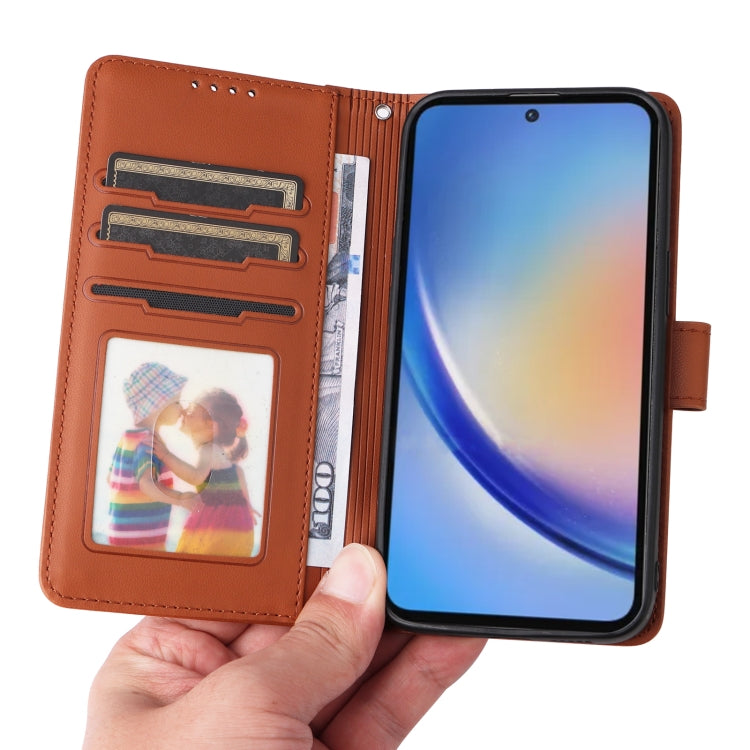 Pour Samsung Galaxy A35 5G BETOPNICE BN-005 Étui de téléphone détachable 2 en 1 en simili cuir véritable (marron)
