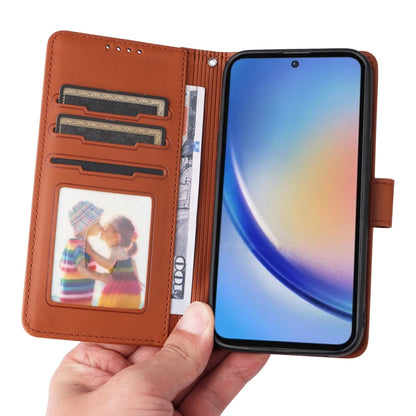 Pour Samsung Galaxy A35 5G BETOPNICE BN-005 Étui de téléphone détachable 2 en 1 en simili cuir véritable (marron)